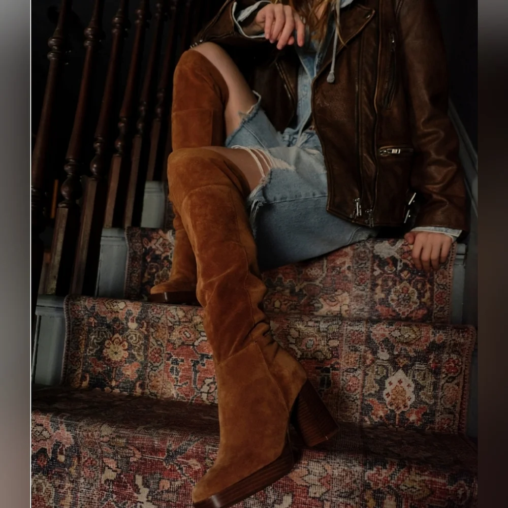 NWB FREE PEOPLE suede echo platform over the knee boot - Picture 6 of 15